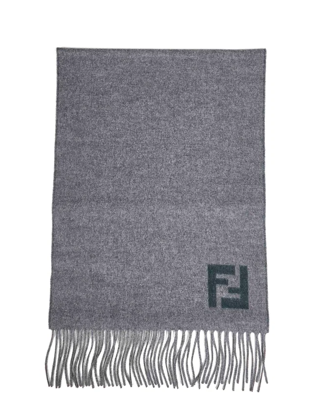 Fendi Wool And Cashmere Scarf — Gray Scarfs in Grey Cashmere from HEWI