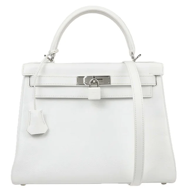 Hermès White Epsom Kelly 28 Retourne 2way Shoulder Handbag in White Epsom leather from AMORE Vintage Tokyo