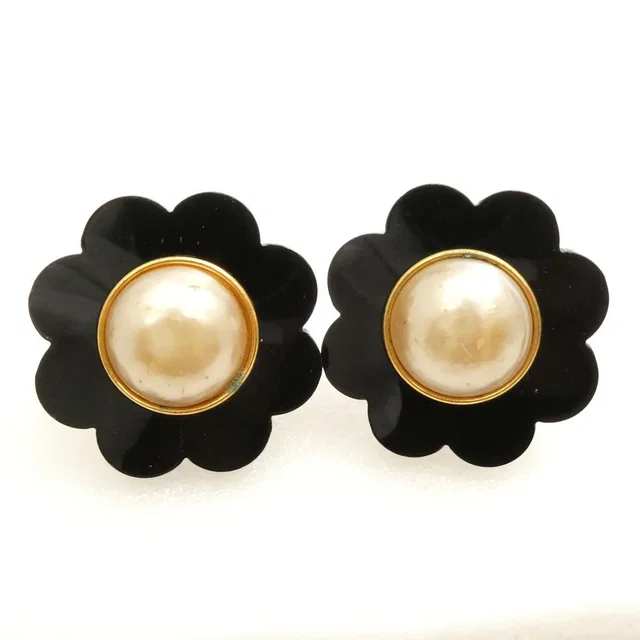 Chanel Faux Pearl Camellia Earrings Vintage from The Reluxe