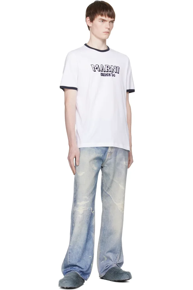 Marni White Cotton Contrast Trims T-shirt, photo 4 of 4 from SSENSE