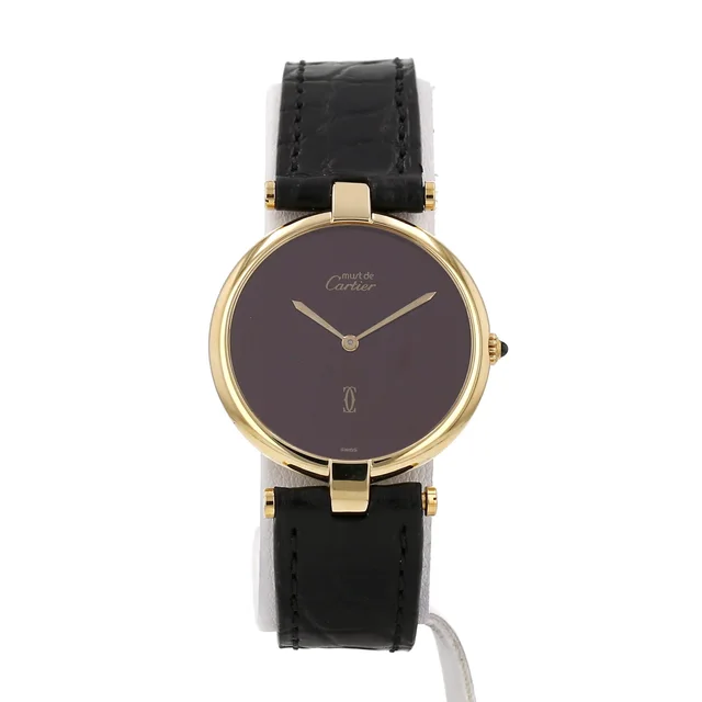 Must Vendôme watch, large model, in vermeil. Ref: Cartier - 17. Circa 1990 in Leather from Collector Square, photo 2 of 3