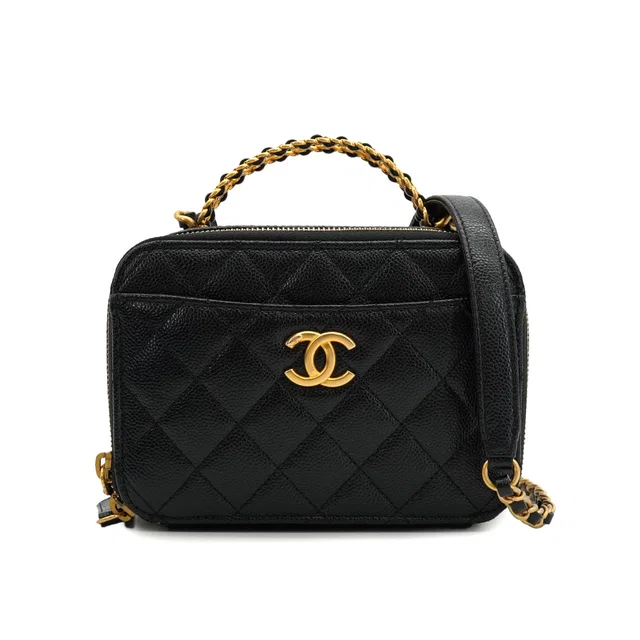 Chanel Matelasse Vanity Chain Shoulder Black Caviar Skin Gold Hardware in Black Caviar leather from Luxury Promise