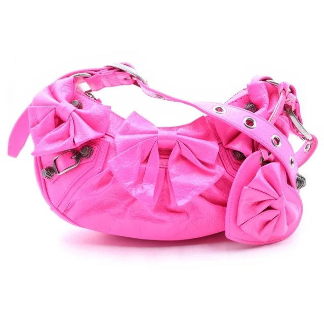 Balenciaga Le Cagole XS Ribbon Shoulder Bag Pink Leather in Pink Leather from The Reluxe