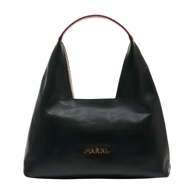 Marni Calfskin Leather Top Handle Shoulder Bag — Black in Black Calfskin from HEWI