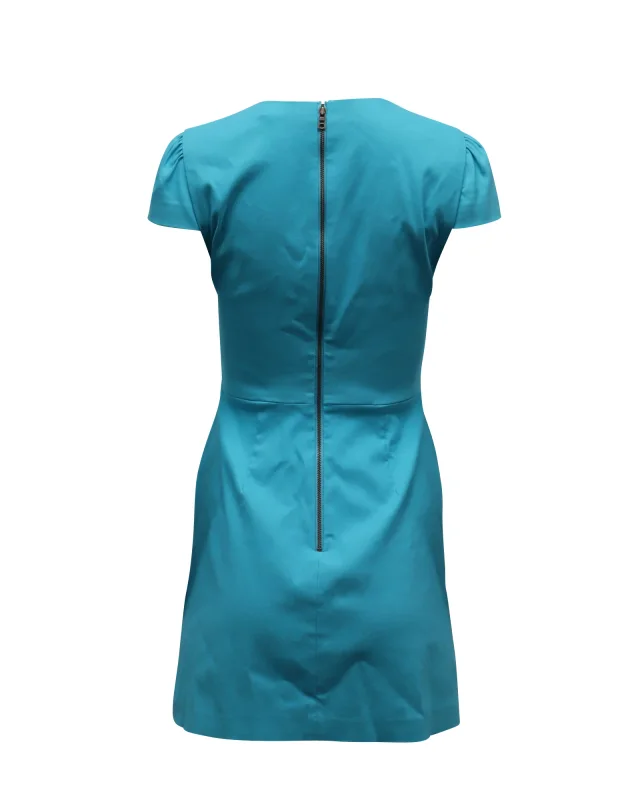 Alice + Olivia Zipper Detail Dress in Turquoise Viscose in Blue, photo 3 of 6 from ShopSimon
