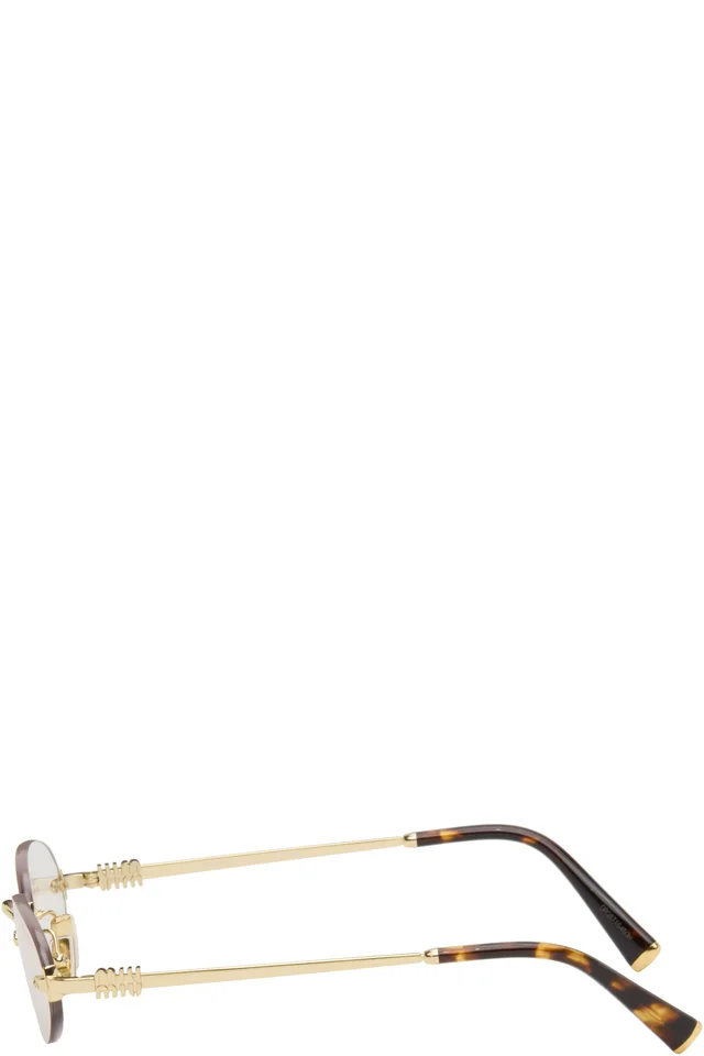 Miu Miu Eyewear Gold Rimless Oval Glasses, photo 3 of 4 from SSENSE