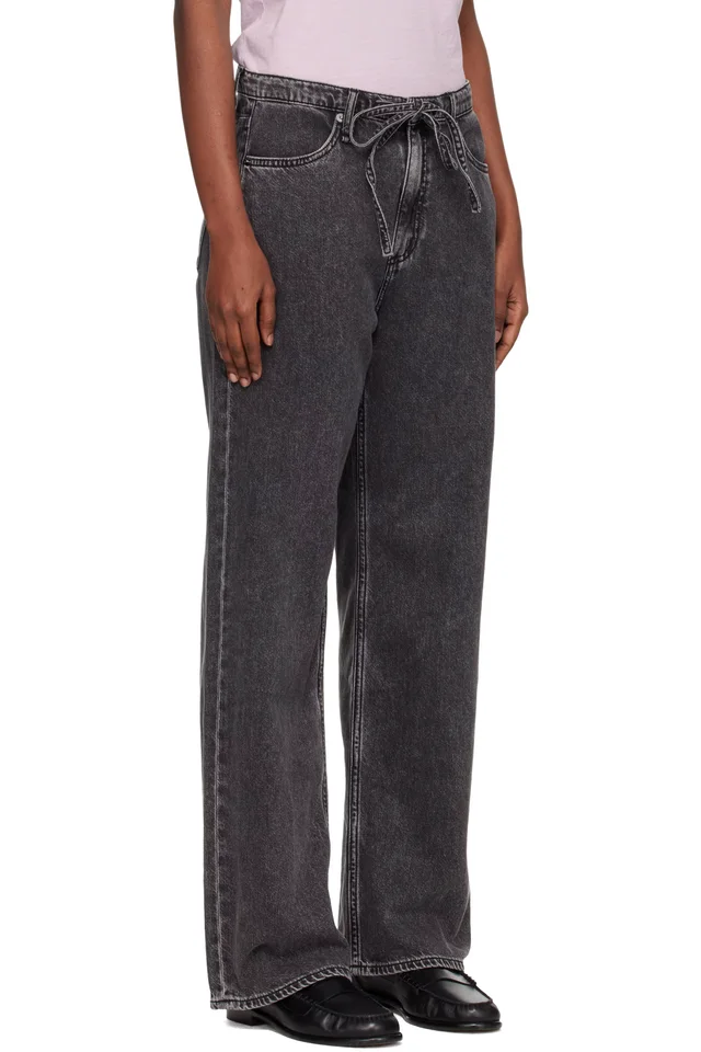 rag & bone Black Phoebe Wide-Leg Drawstring Jeans, photo 2 of 4 from SSENSE
