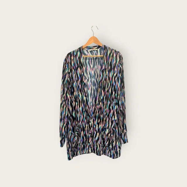 Etro Multicolor Abstract Print Long Sleeve Cardigan in black from Poshmark