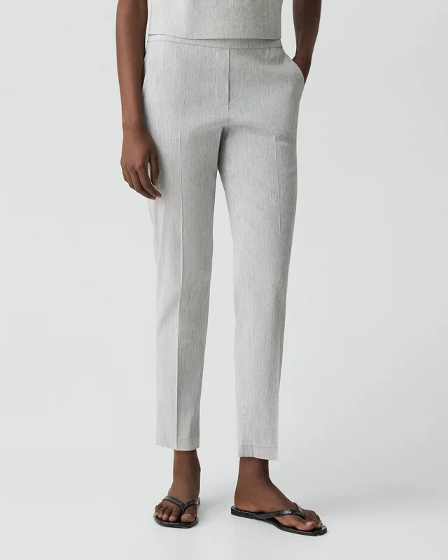 Theory Treeca Pull-On Pant in Textured Linen, photo 5 of 6 from Theory