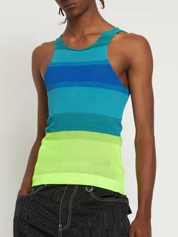 Agr Striped sleeveless t-shirt in 85% Nylon, 15% Elastane, photo 4 of 6 from LUISAVIAROMA