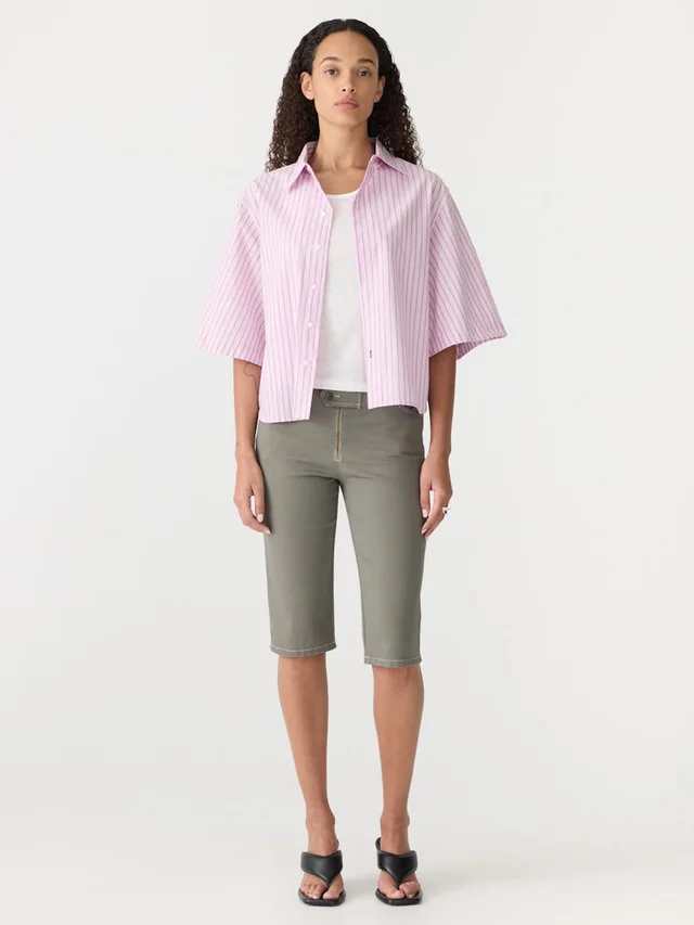 Bassike Soft Pink Stripe Short Sleeve Shirt from bassike, photo 1 of 1