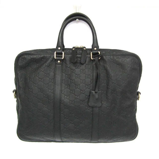 Gucci Guccissima 208463 Men's Leather Briefcase,Document Case Black in Black Leather from Elady