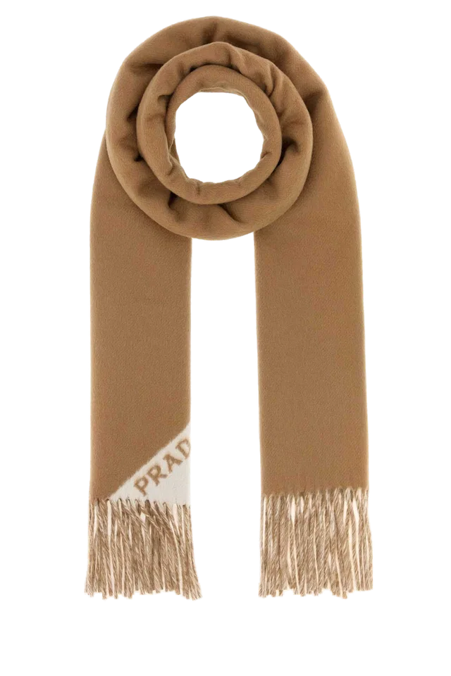 Prada Cashmere Scarf — Beige Exterior: Scarfs in Beige Cashmere from HEWI