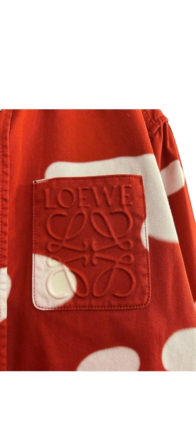 Loewe Anagram Denim Shirt Red/White Sz 46 in White Denim from Luxury Promise, photo 2 of 2