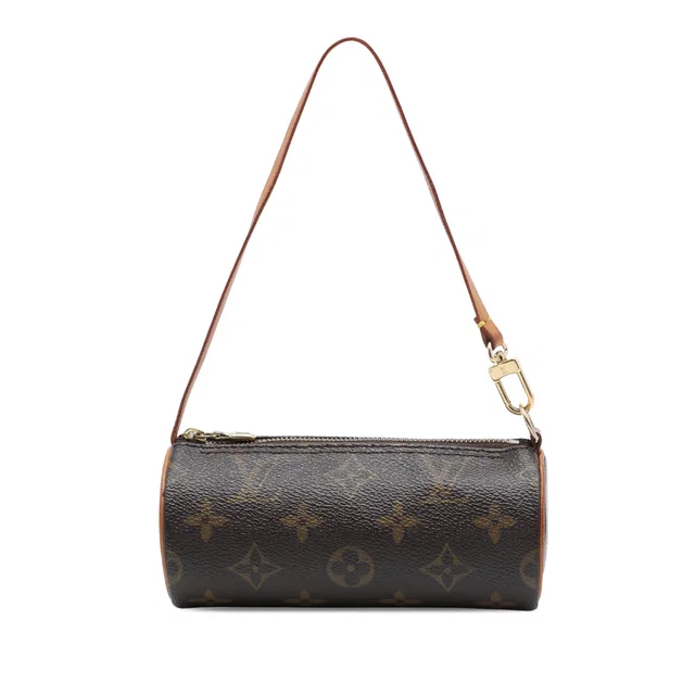 Brown Louis Vuitton Monogram Papillon Pochette Handbag in Brown Coated canvas from Designer Revival
