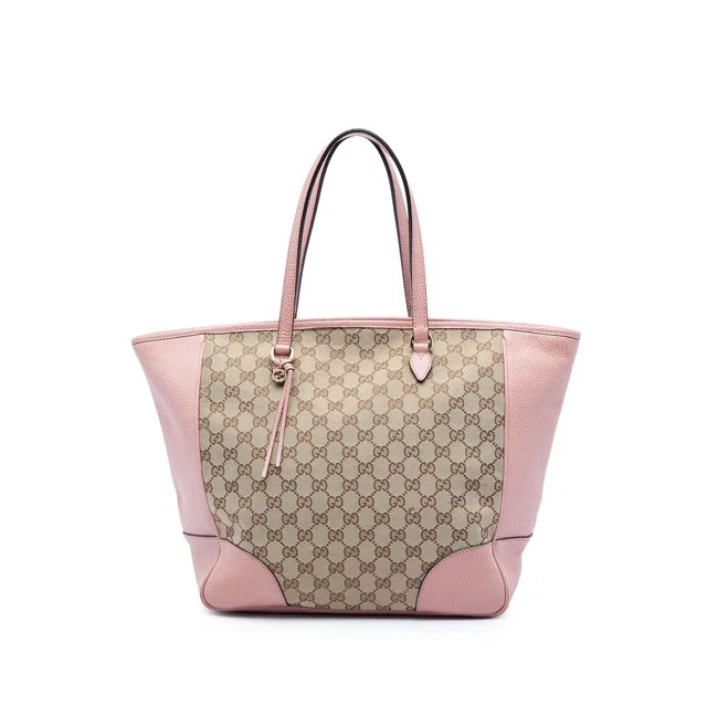Pink Gucci GG Canvas Bree Zippered Tote in Pink Canvas from Designer Revival