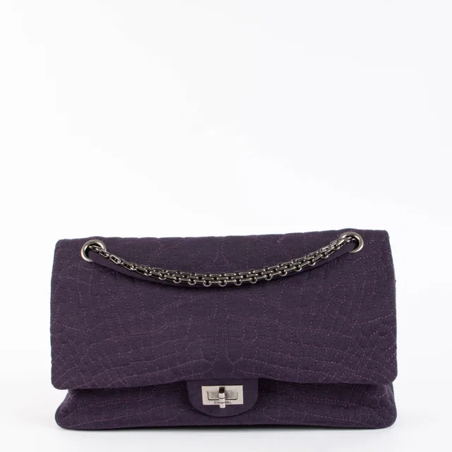 Chanel Purple Jersey Coco Croc Large Reissue 2.55 Bag in Purple Crocodile from Labellov