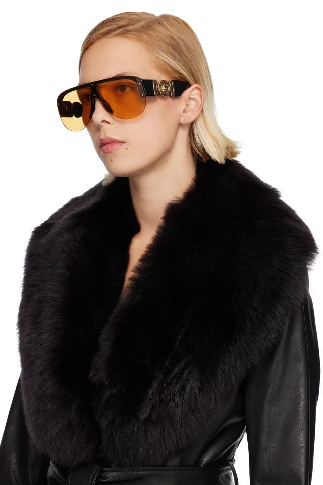 Versace Black Shield Aviator Sunglasses, photo 4 of 4 from SSENSE