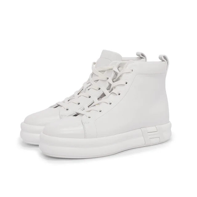 Hermès Happiness High-Top Sneakers 39 in White Calfskin from Blue Spinach