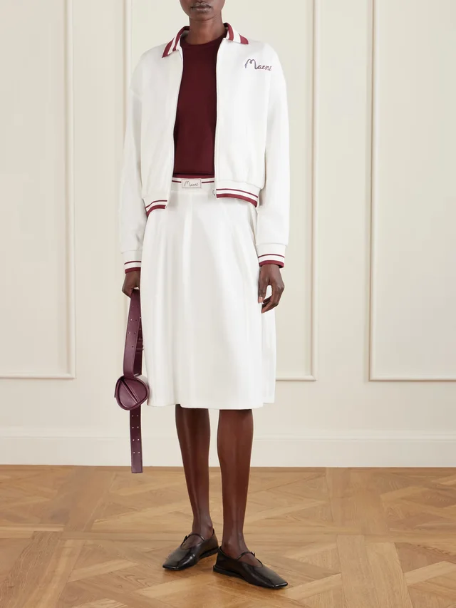 MARNI Embroidered striped cotton-blend jacket in White, photo 2 of 2 from NET-A-PORTER (Canada)