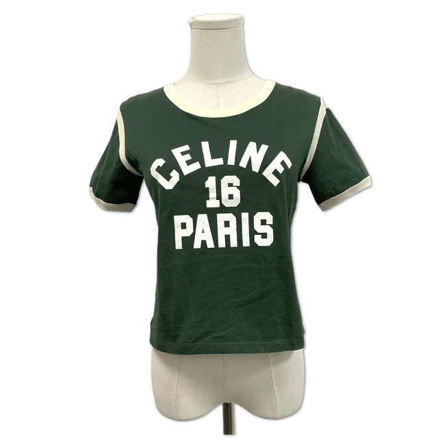 Celine Green 16 Paris Ringer T-Shirt size S in Green from Luxury Promise