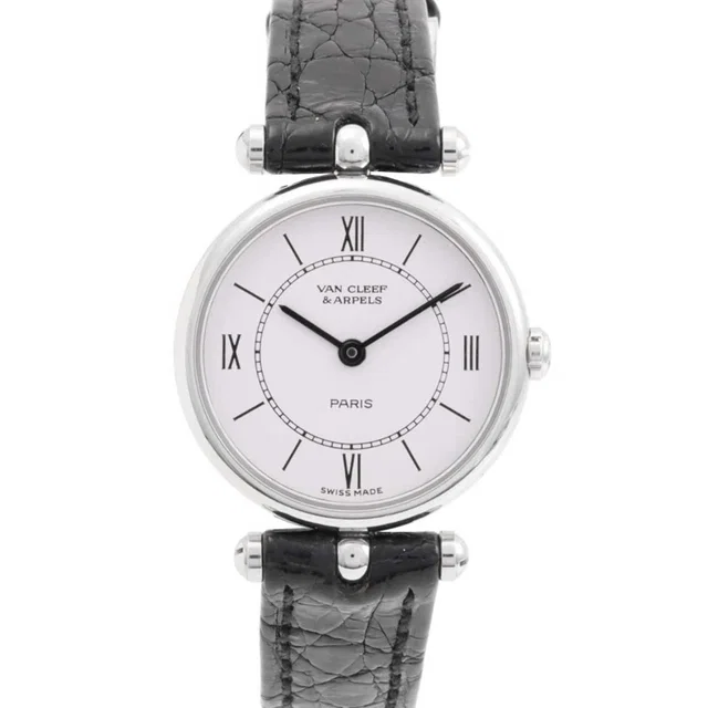 Van Cleef & Arpels La Collection 53601 Quartz White in White Leather from VINTAGE QOO TOKYO