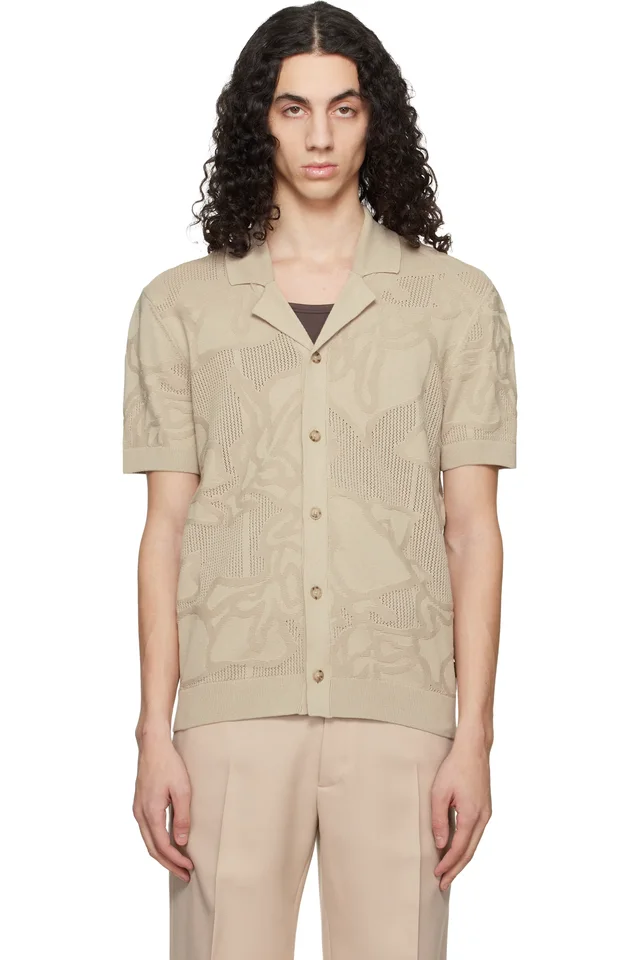 Beige Knit Cotton Jacquard Shirt, image 1 of 1 from SSENSE