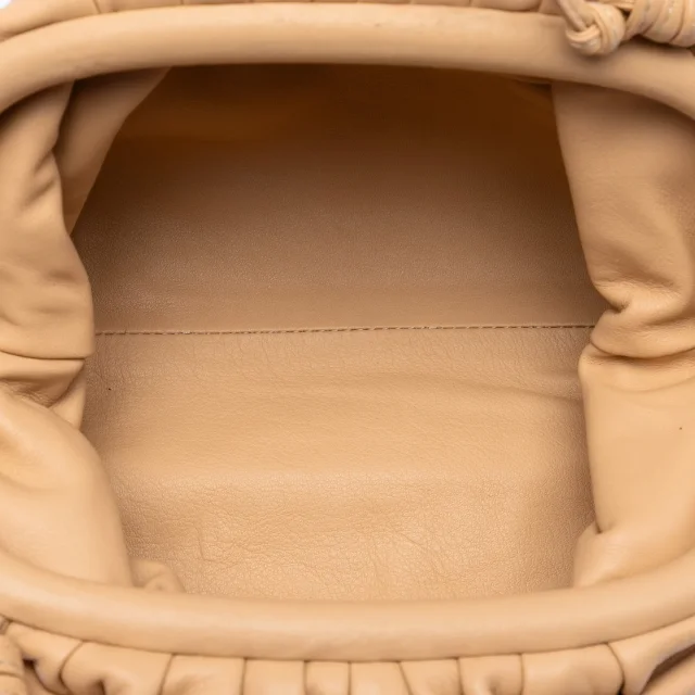 Bottega Veneta Lambskin The Mini Pouch Crossbody in Beige Lambskin from Designer Revival, photo 4 of 7