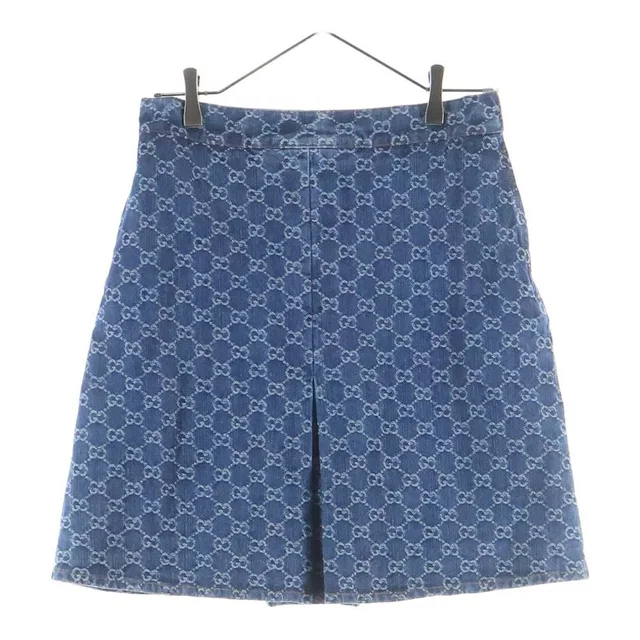 Gucci GG Jacquard Denim Skirt Indigo in Denim from The Reluxe