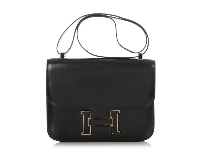 Hermès Vintage Black Box Calfskin Constance 23 in Black Calfskin from Ann's Fabulous Finds