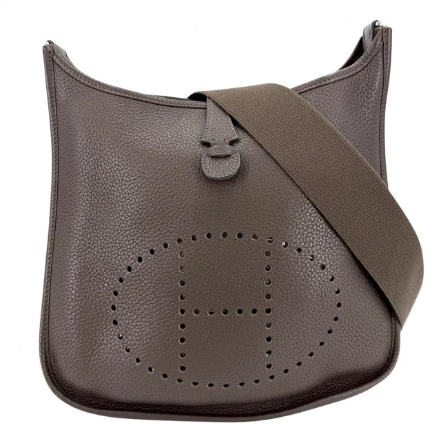 Hermès Shoulder Bag Evelyne PM 3 Bag Crossbody Leather Brown Silver in Brown Leather from The Reluxe