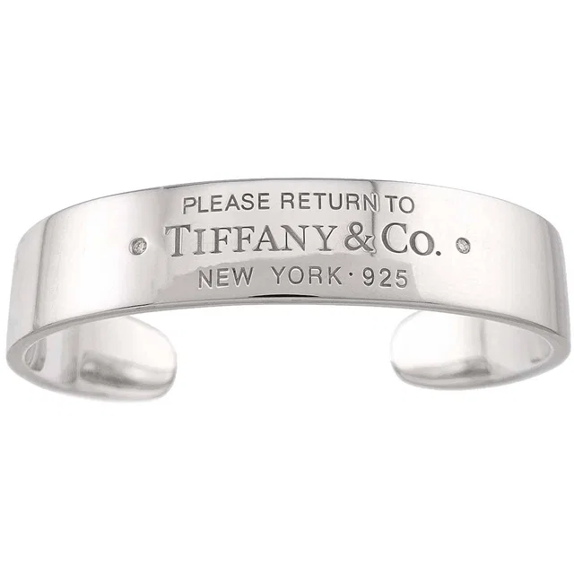 Return to Narrow Cuff Diamond Bracelet 14cm SV 925 Sterling Silver Bangle Bracelet Tiffany… in Silver from Luxury Promise