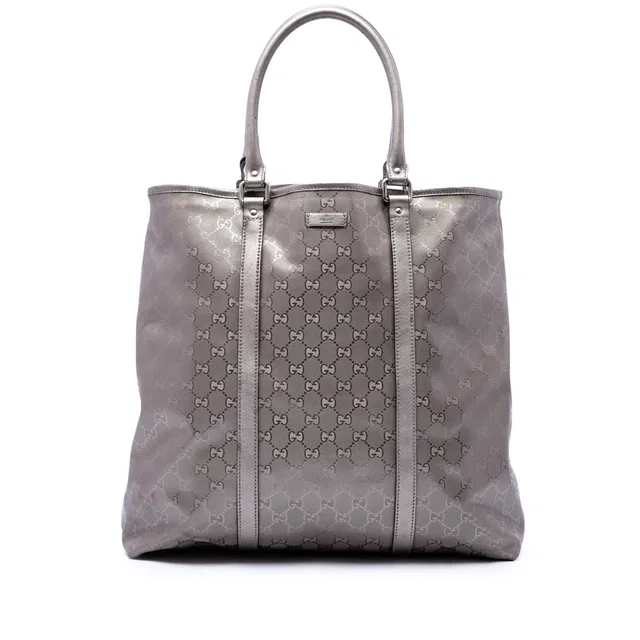 Gray Gucci GG Imprime Joy Vertical Tote in Grey Coated canvas from Designer Revival