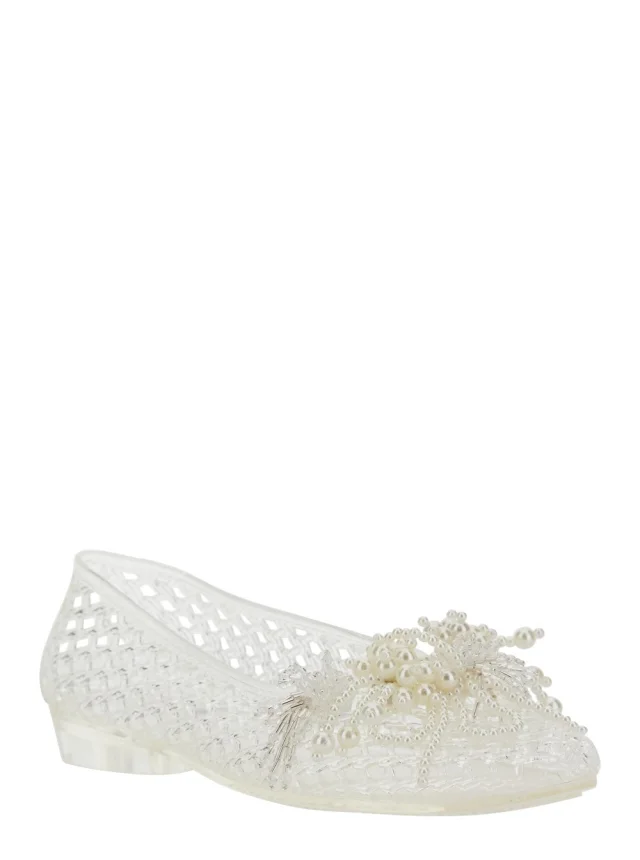 HEAVENLY JELLY 'Muse' White Ballet shoes with Beaded Details in Tech Fabric Women in White, photo 3 of 8 from Gaudenzi Boutique