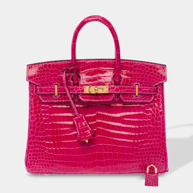 Sac Hermes Birkin 25 En Cuirs Exotiques Rose - 103600 Mexico Handbag in Pink Crocodile from HEWI, photo 3 of 8