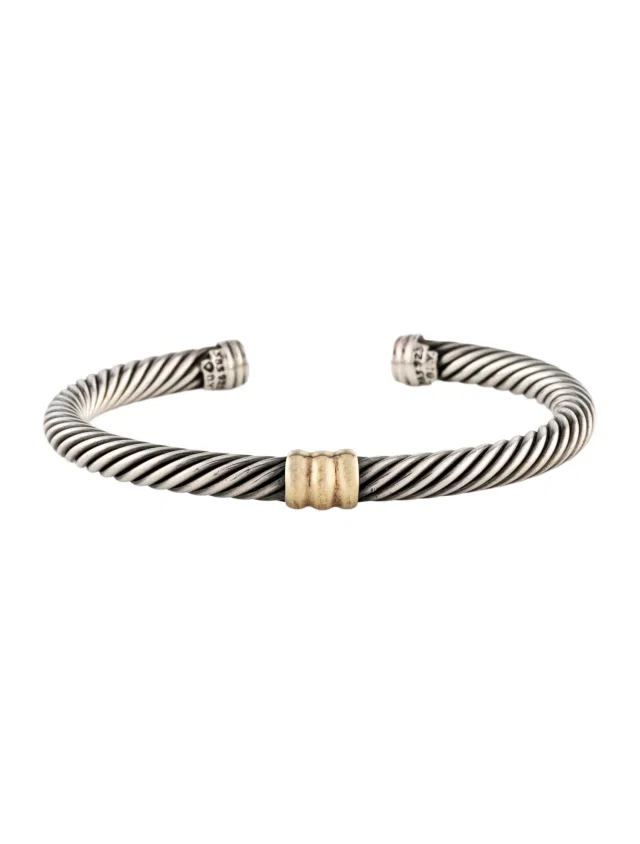 David Yurman Two-Tone Cable Station Cuff, 6.5" in multicolor from The RealReal