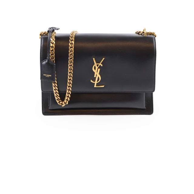 Saint Laurent Large Sunset Bag Black in Black Leather from The Purse Affair