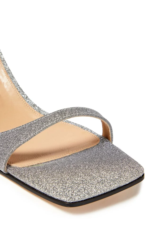 Sergio Rossi sr1 Glittered Leather Sandals in Silver, photo 4 of 4 from THE OUTNET