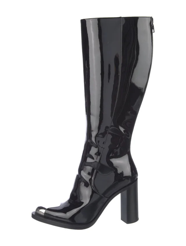 Alexander McQueen boots in black Patent leather from The RealReal
