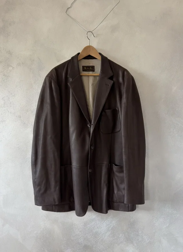 Loro Piana Calfskin Leather Brown Jacket, Men's (Size Large) in brown|red Calfskin from Grailed