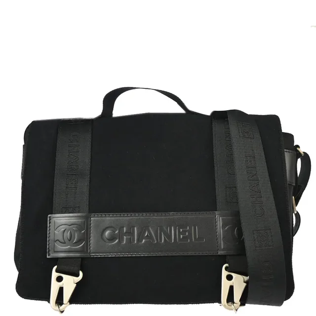 Chanel 2004-2005 Black Felt Nylon Sport Line 2way Shoulder Handbag in Black Nylon from AMORE Vintage Tokyo