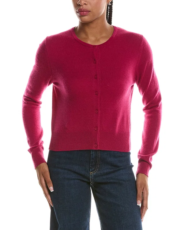 Forte Cashmere Basic Cropped Button 100% Cashmere Cardigan, image 1 of 1 from Rue La La