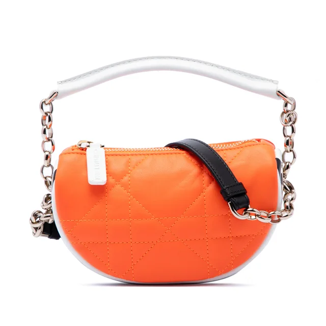 Orange Dior Micro Lambskin Cannage Dior Vibe Hobo Satchel in Orange Lambskin from Designer Revival
