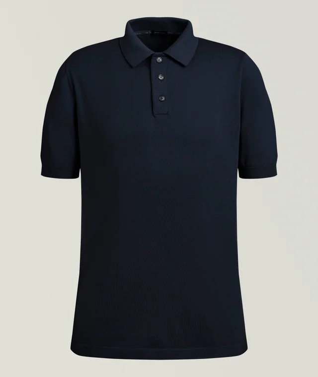Cotton Knit Polo in Blue, image 1 of 1 from Harry Rosen
