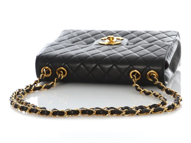Chanel Vintage Jumbo Black Quilted Lambskin Classic Single Flap in Black Lambskin from Ann's Fabulous Finds, photo 8 of 10