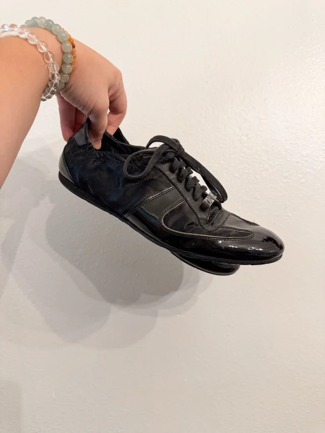 Burberry Women's Black Patent Leather And Satin Low-Top Lace-Up Sneakers 36 Us 6 in black Patent leather from Poshmark, photo 1 of 1