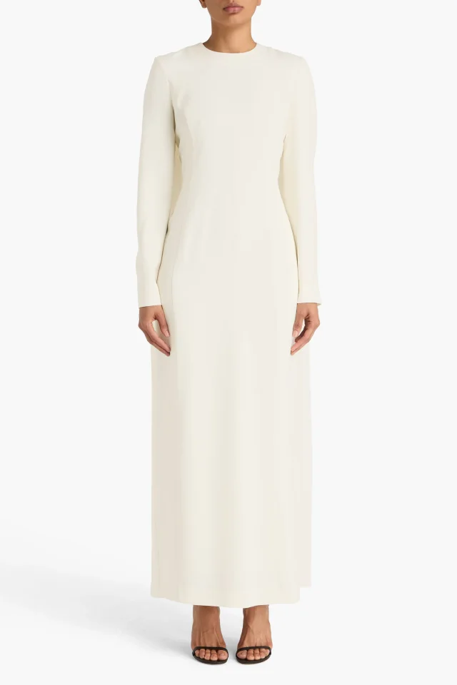 Gabriela Hearst Carlota cape-effect pleated silk and wool-blend gown in Ivory, photo 2 of 6 from THE OUTNET