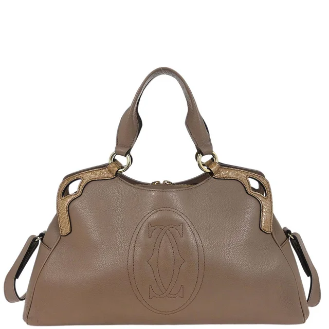 Cartier Beige Python Marcello 2way Shoulder Handbag in Beige Python from AMORE Vintage Tokyo