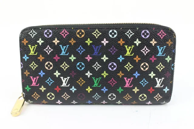 Louis Vuitton Black Monogram Multicolor Litchi Long Zippy Wallet Zip Around in Black Canvas from Bagriculture