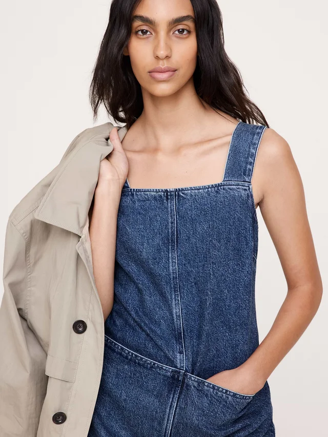 Banana Republic Denim Apron Mini Dress in Medium Wash, photo 3 of 4 from Banana Republic (US)